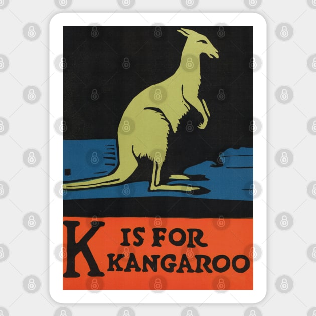 K is for Kangaroo ABC Designed and Cut on Wood by CB Falls Sticker by EphemeraKiosk